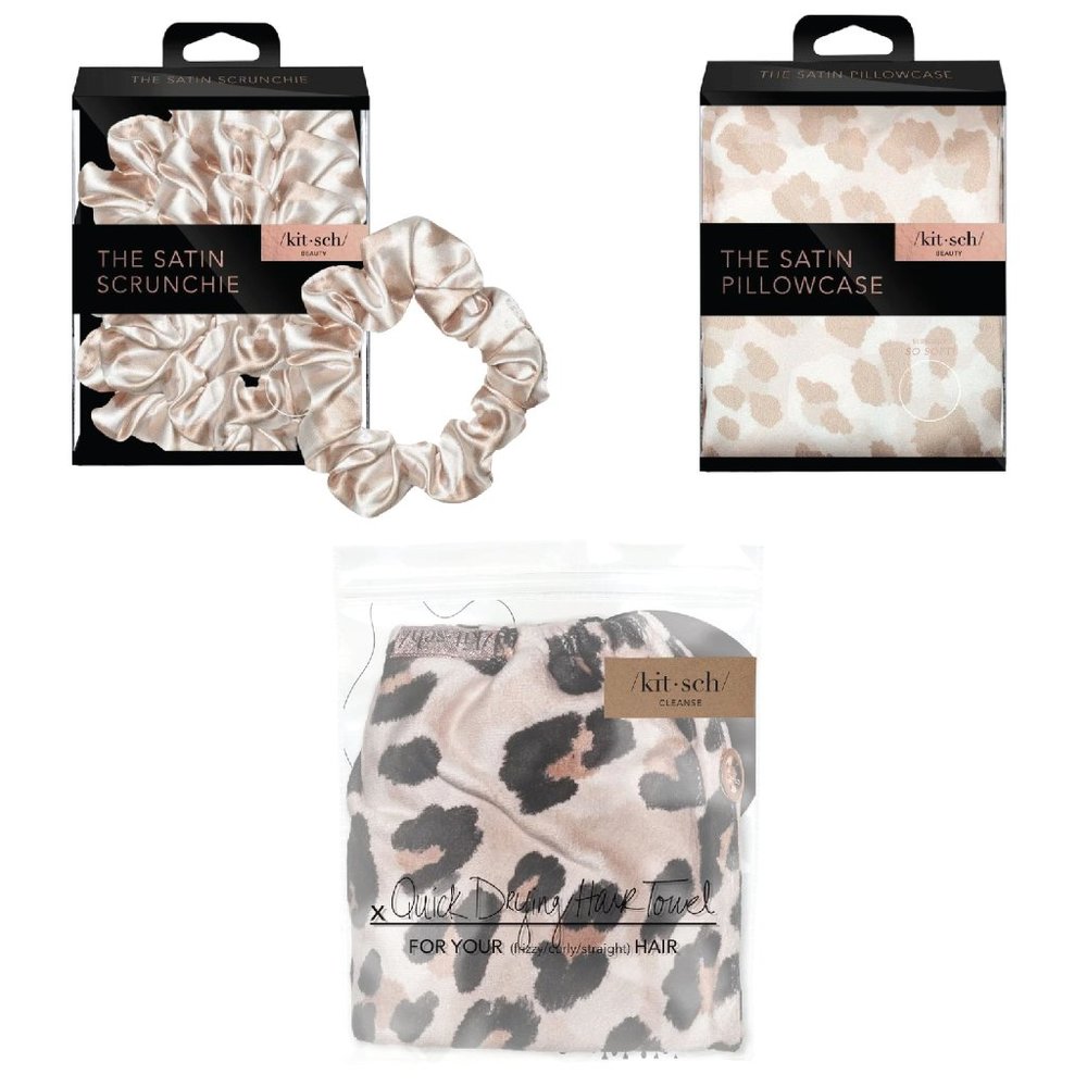 NEW KITSCH Scrunchies + Pillowcase + Hair Towel